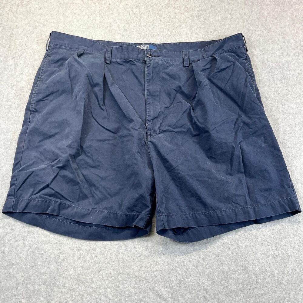 Vintage Polo Ralph Lauren Andrew Short Mens 40 Navy Pleated Chino Shorts 6 Inch